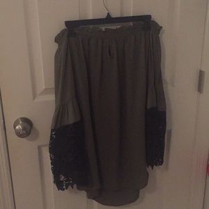 A midnight velvet off shoulder top